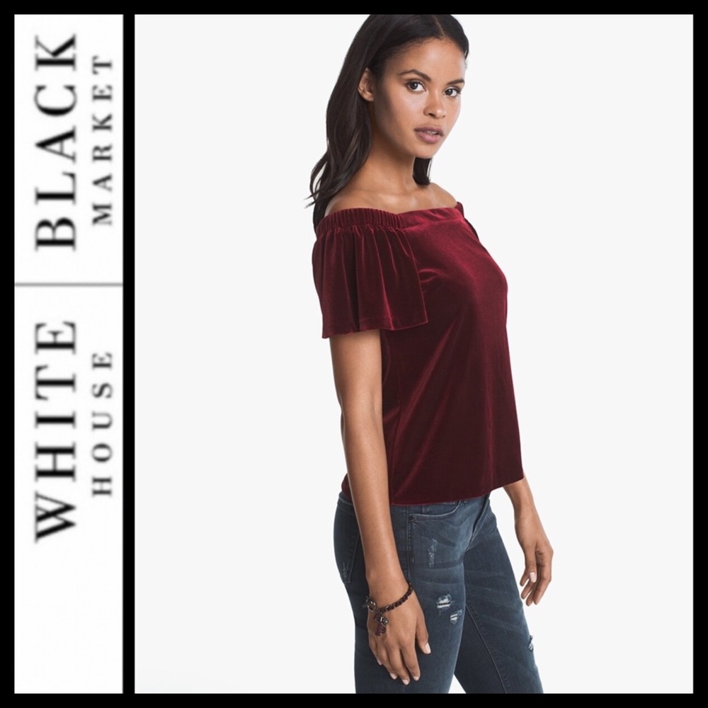 WHBM Off-Shoulder Velvet Top - Picture 2 of 7